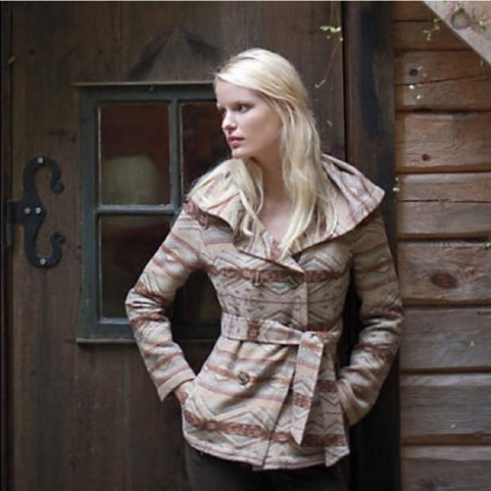 COPY - DAUGHTERS OF THE LIBERATION Anthropologie Double Breasted Belted Tribal …